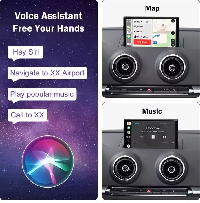 Sistema carplay e Apple car de fácil montagem