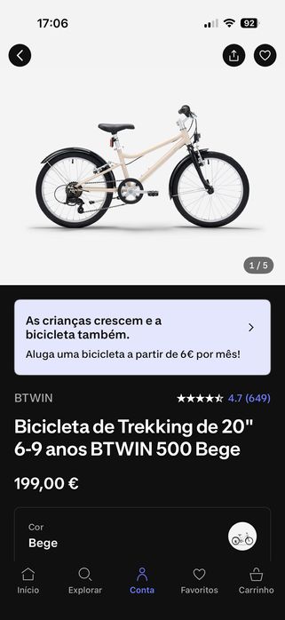 Bicicleta 20”6-9 btwin (como nova)