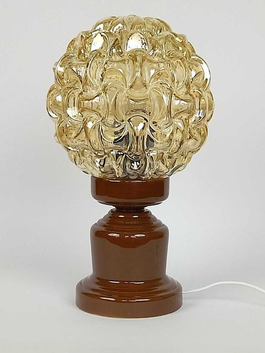 Lampa stołowa porcelanowa PRL retro vintage midcentury space age