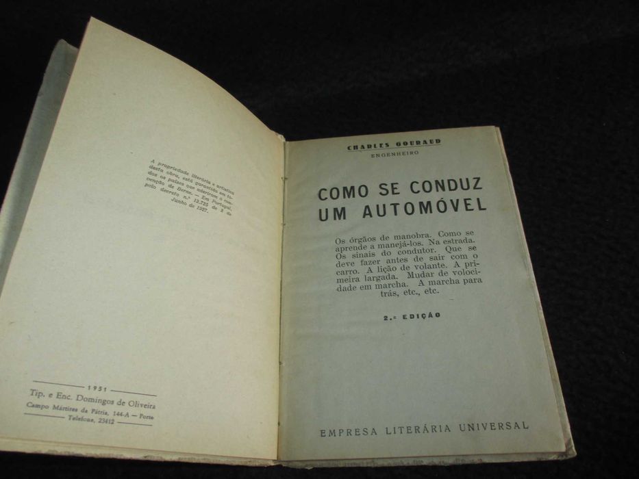 Livro Como se conduz um Automóvel Charles Gouraud 1951