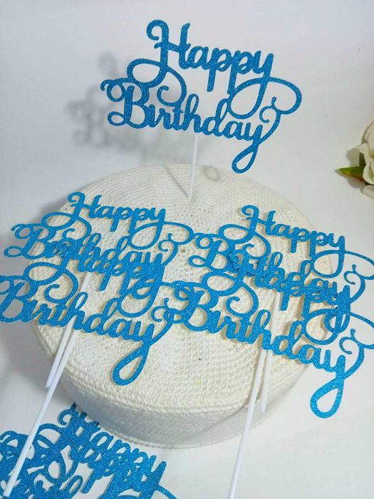 Topos de Bolo Happy Birthday Glitter