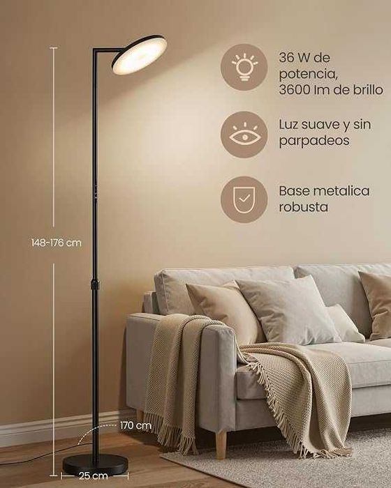 Lampa podłogowa regulowana wysokość głowica obrotowa z pilotem