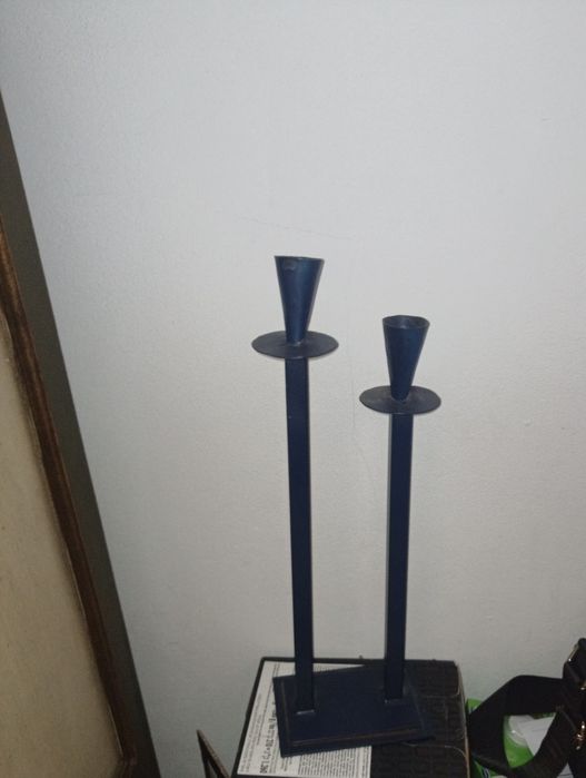Porta velas metal azul