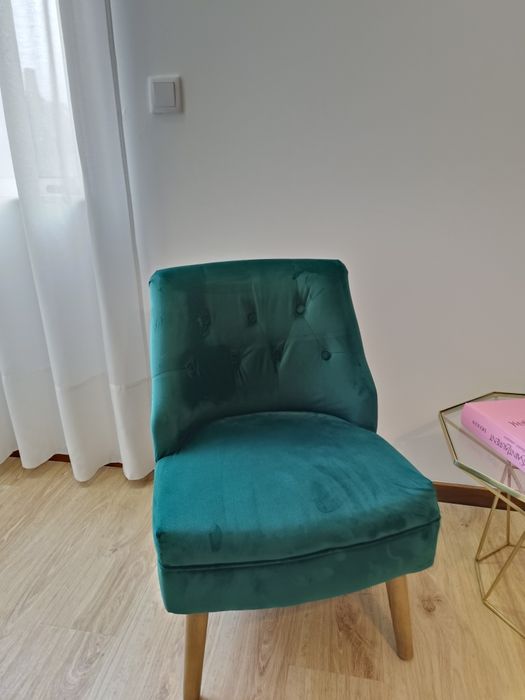 Poltrona veludo verde esmeralda