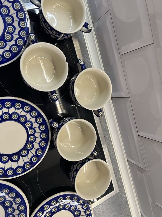 Porcelana Bolesławiecka Zestaw Bulionówka + Talerzyk