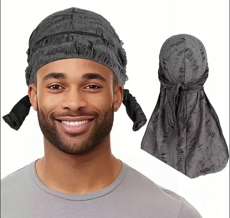 Durag Chusta Bandana na głowę Szara Turban Rap Hip Hop prezent
