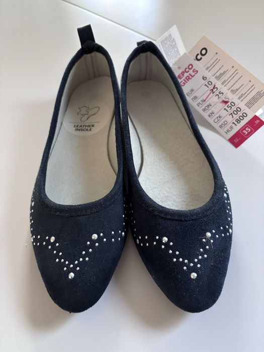 Baleriny roz 35 granatowe, nowe