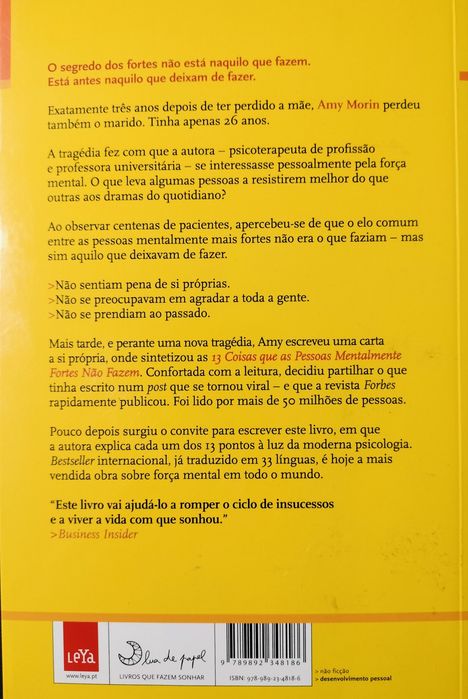Livro "13 coisas que as pessoas mentalmente fortes não fazem"