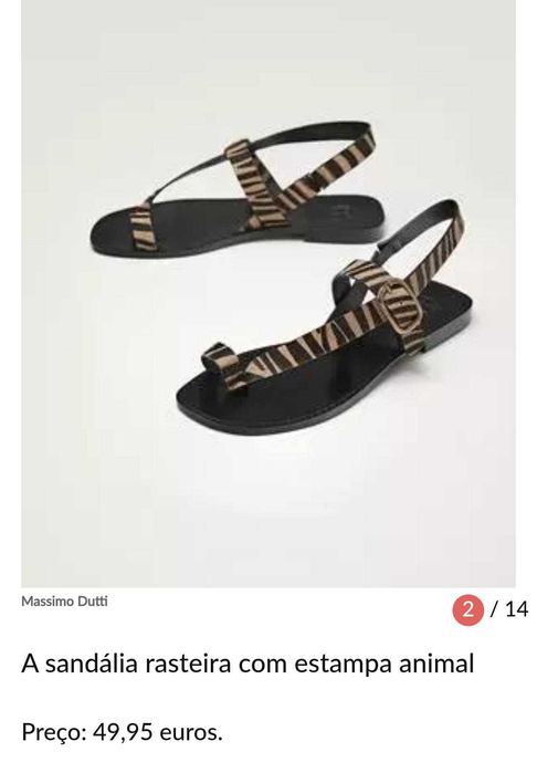 Sandálias em pele Massimo Dutti 41
