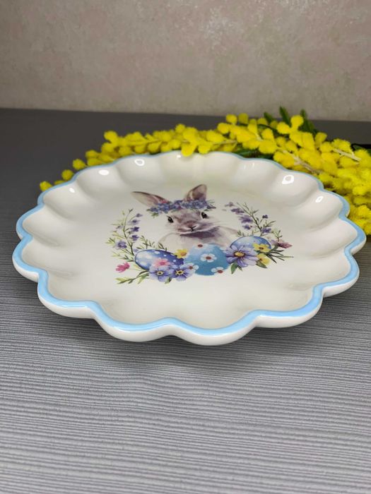Тарілка керамічна Зайчик у квітах,Тарелка,Зайчик,Великдень,Пасха