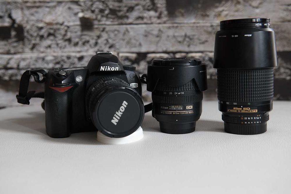 NIKON Lustrzanka cyfrowa D70 + 3 obiektywy,  i akcesoria