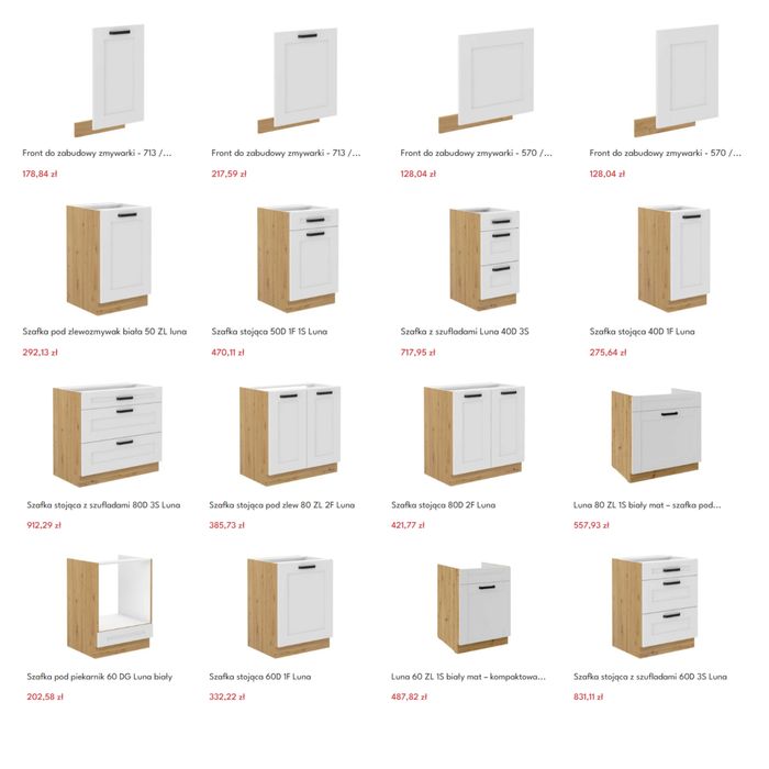 Białe matowe meble kuchenne Luna Promocja
