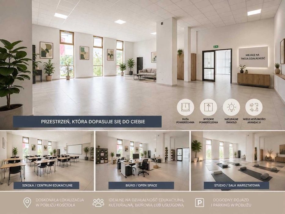 185 m² | I Piętro | Rejtana | Rzeszów | Duża otwarta przestrzeń