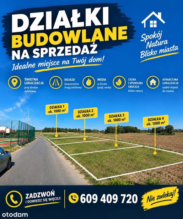 Działka budowlana z asfaltowym dojazdem