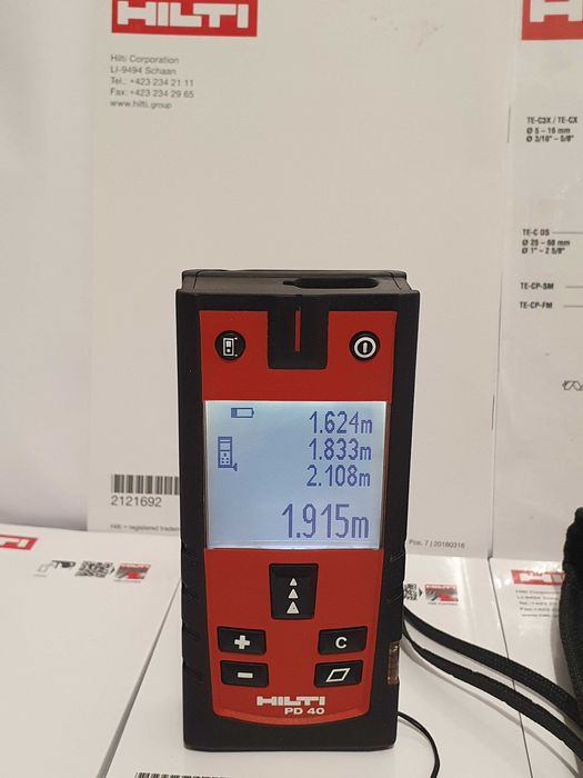 HILTI PD 40 dalmierz laserowy miarka miernik pd-e wurth leica Pomiar do 200m podświetlany ekran Super stan