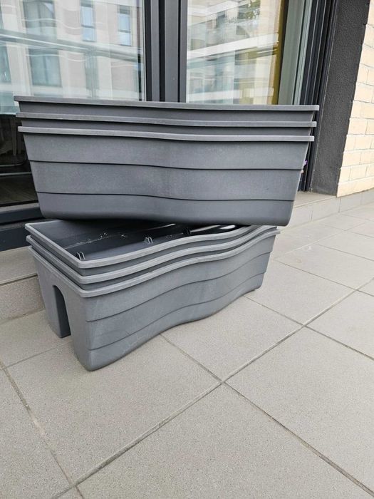 Doniczka balustradowa Fala 60 antracyt skrzynka na balkon
