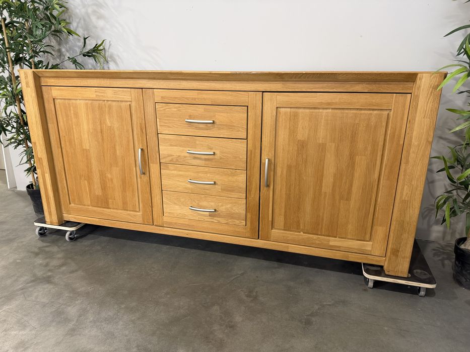 Piękna dębowa komoda z szufladami 195 cm  masyw ciężka dowóz wysyłka