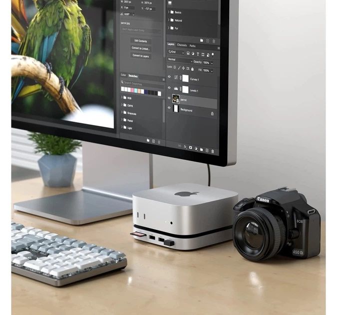 Док-станція Satechi Mac Mini M4 Stand & Hub with SSD Enclosure Silver