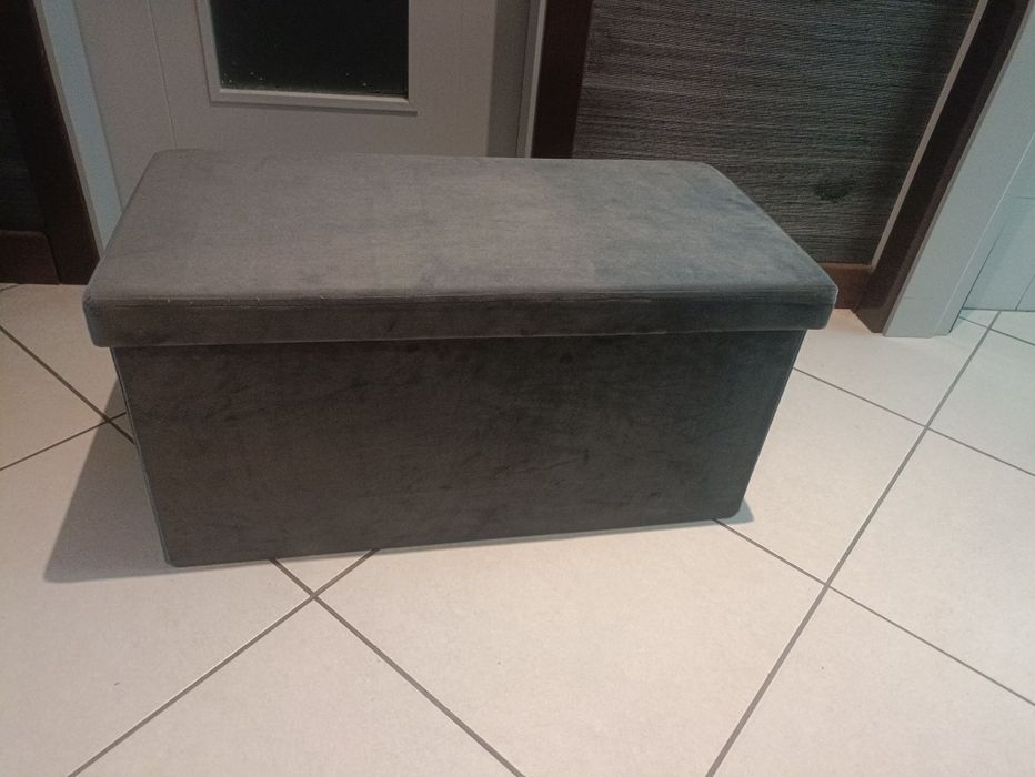 Puff Cinza com arrumação 74x34x38