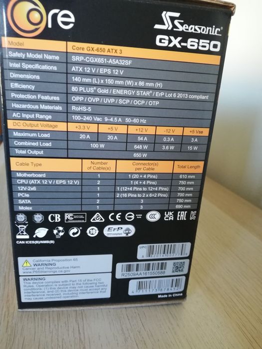 Fonte de alimentação Seasonic GX650w