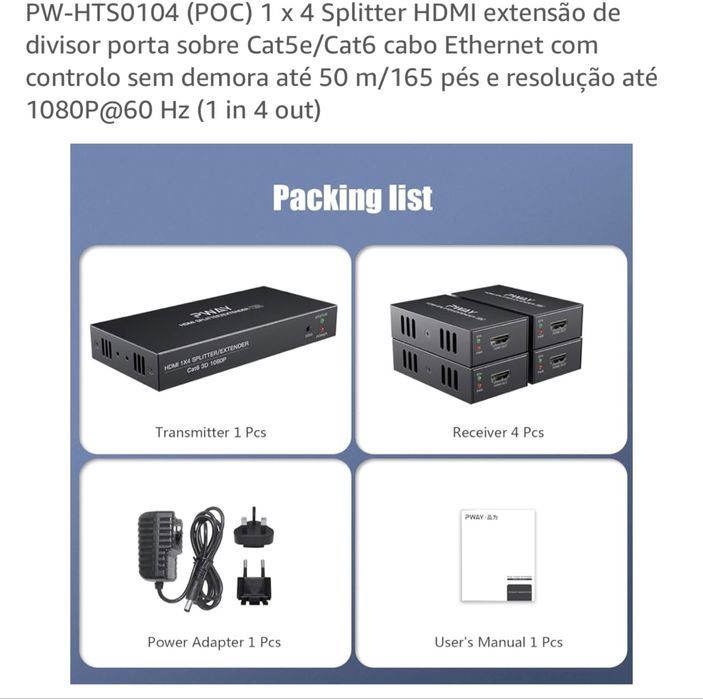 Splitter HDMI PW-HTSO104 (POC) 1 x 4