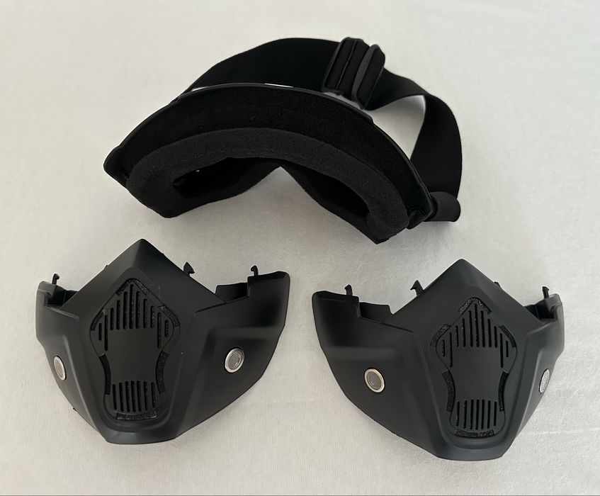 Conjunto 2 máscaras + 1 óculos goggles lentes escuras