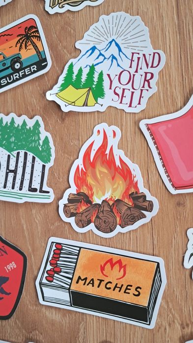 Zestaw naklejek mix 20szt naklejki góry podróż camping wspinaczka duże