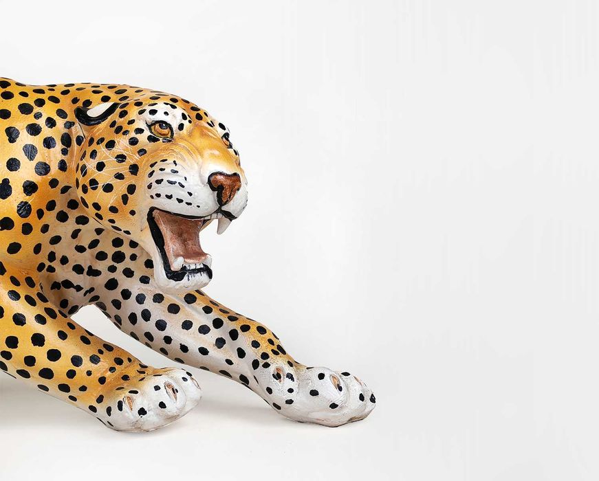 Lampart Leopard Gepard Figura Ceramiczna vintage Made In Italy