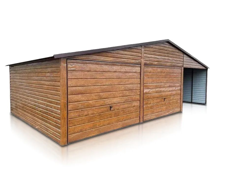 Garaż blaszany blaszak drewnopodobny 6x5m wiatka 3m