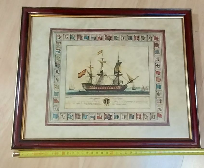Gravura antiga de barco espanhol