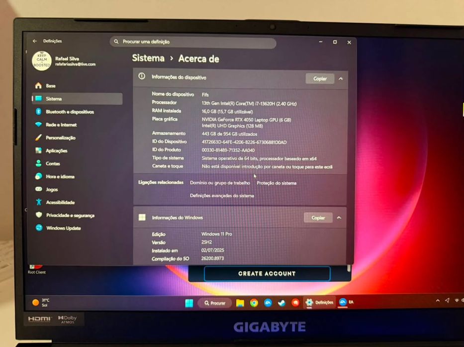 Portátil Gibagyte g5 mf5 - h2pt354kd