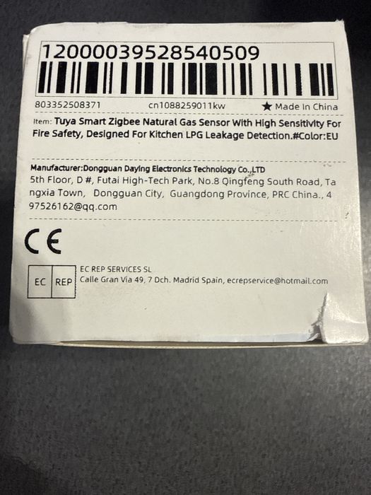 Czujnik Gazu Ziemnego Tuya