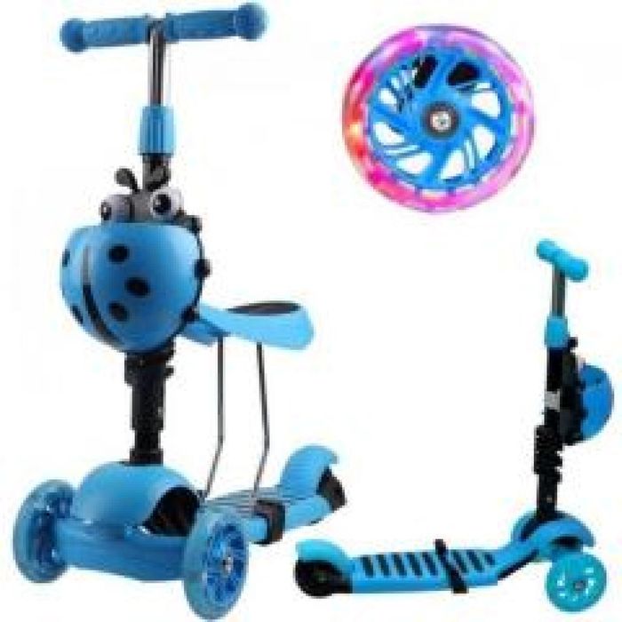 Hulajnoga 3-kołowa 3w1 biedronka niebieska ,173x563 mm