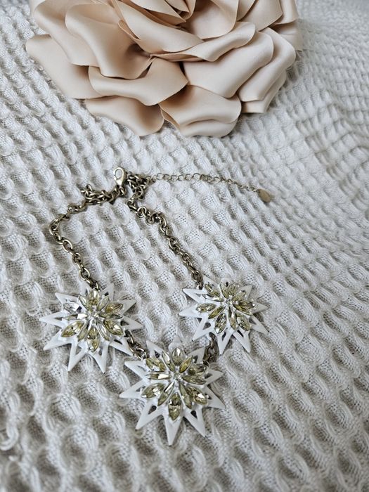 Naszyjnik srebrny biały Mango