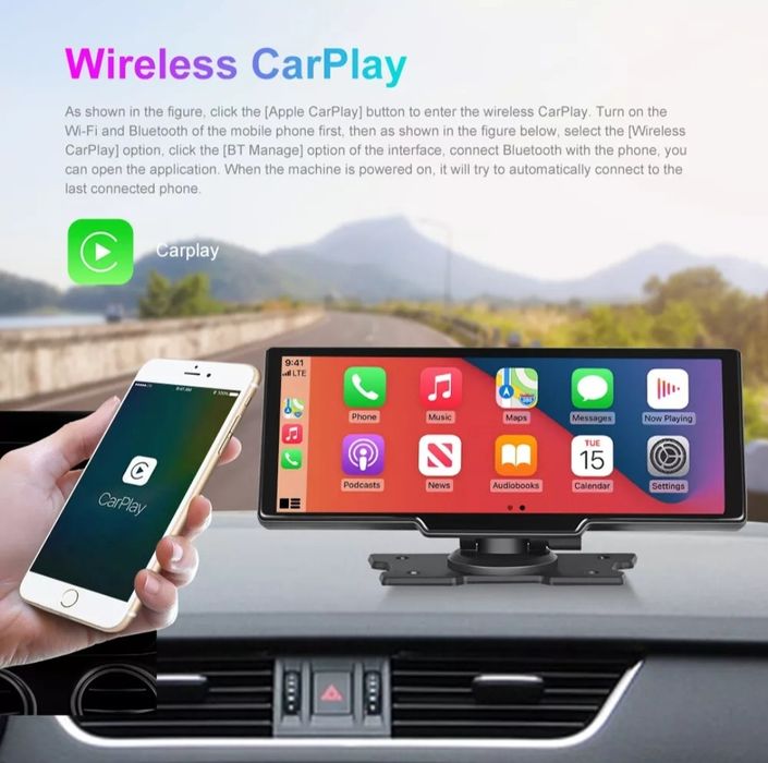 9.3" Touchscreen Monitor Player mit Wireless Apple Carplay Android Aut