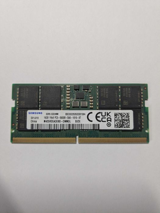 1 планка 16 GB 1x16 DDR5 SO-DIMM Samsung, оперативна пам'ять нова, одразу після тестів знято з нового ноутбука