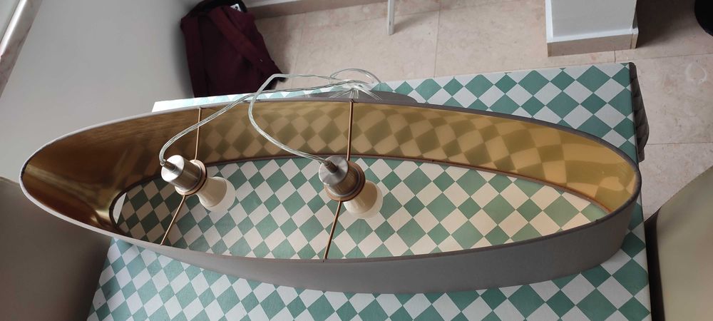 Candeeiro EGLO de teto suspenso oval cinzento e dourado