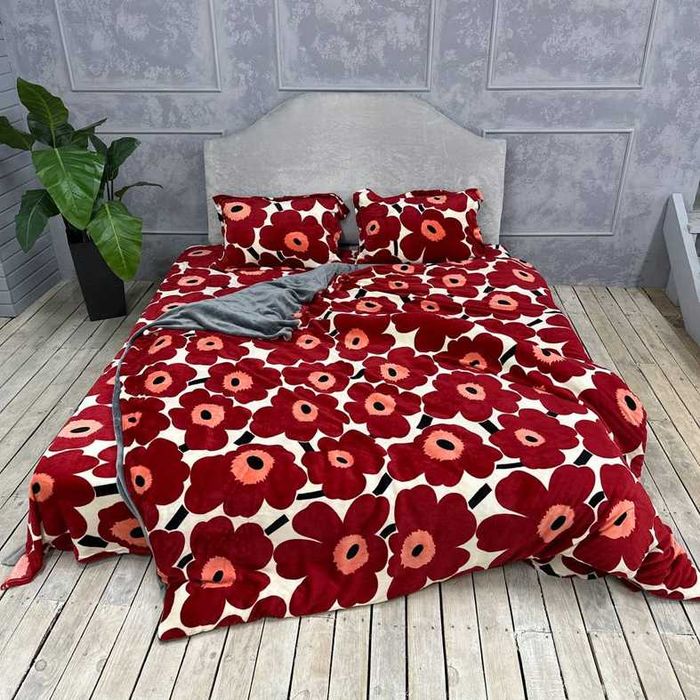 Теплі плюшеві комплекти постільної білизни євро (мікрофібра)