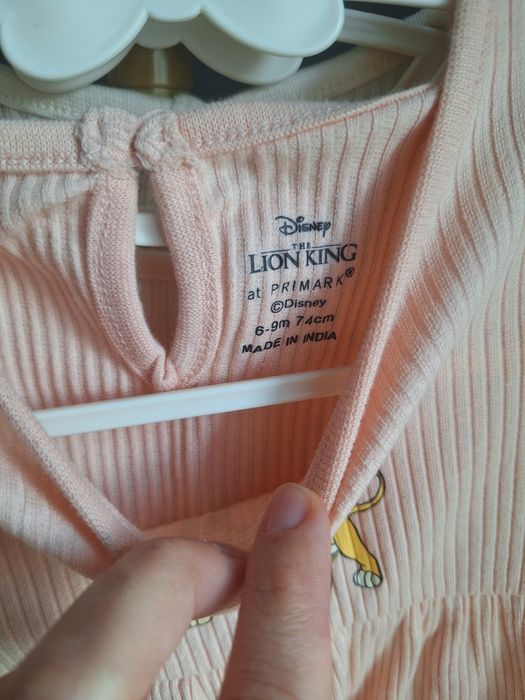 Sukienki dziewczęce primark 74 biała różowa disney simba lion king
