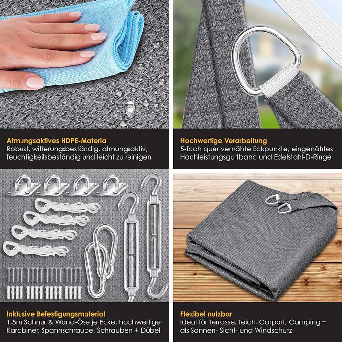 Nowa markiza przeciwsłoneczna / ochrona UV /KESSER 3x3 / żagiel !4447!