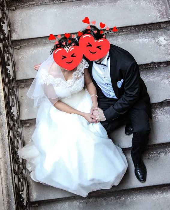 Suknia ślubna kremowa wiązana 40
