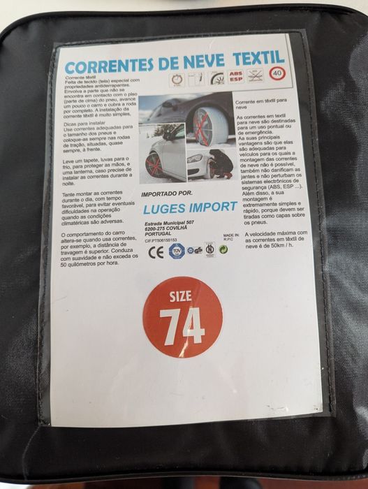 Correntes de têxtil para a neve.