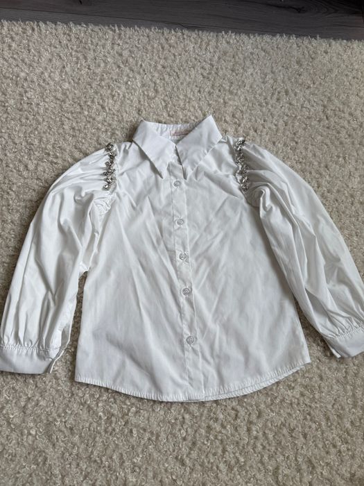 Блуза біла з камінцями на дівчинку