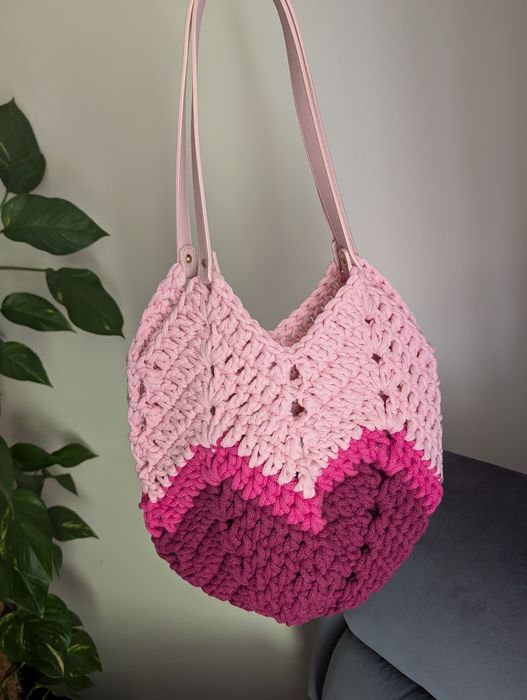Torebka tulipan handmade różowa