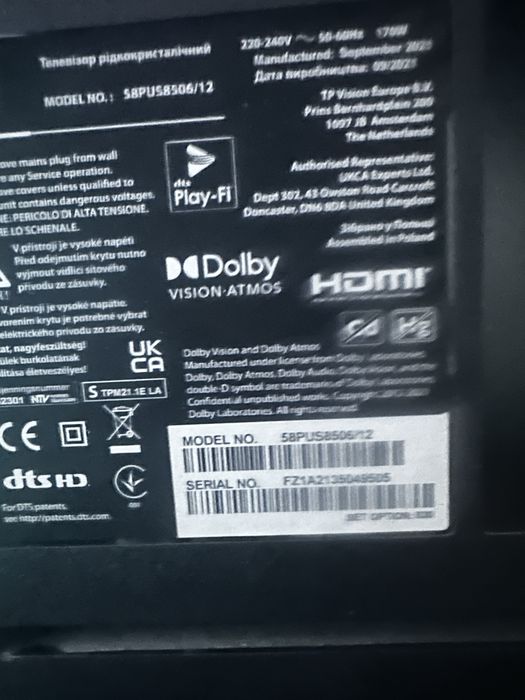 Philips 58” 4K UHD Android TV + Ambilight