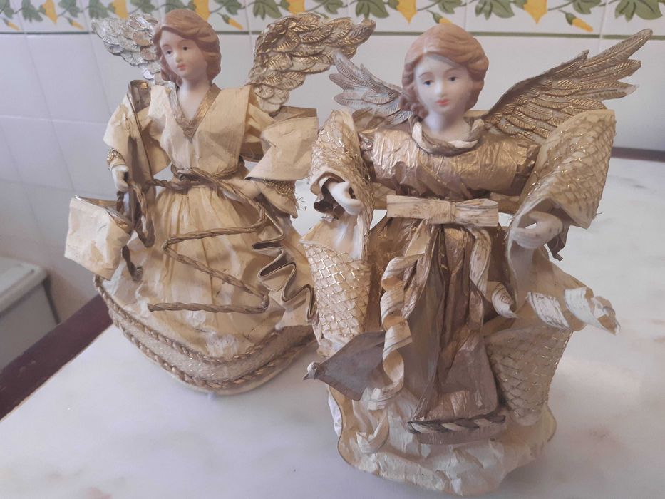 2 Anjos artesanato filipino, altura 21cm, como novos