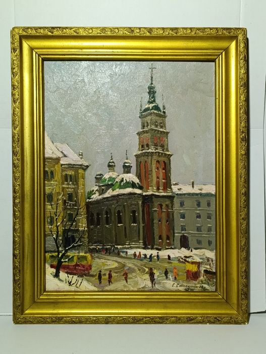 Картина маслом на холсті,велика 1978 р"Львів вул.Підвальна"