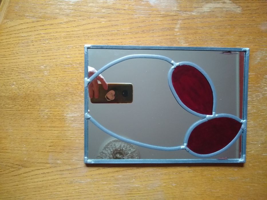 Witraż tulipany na lustrze 21,5x30 cm do powieszenia