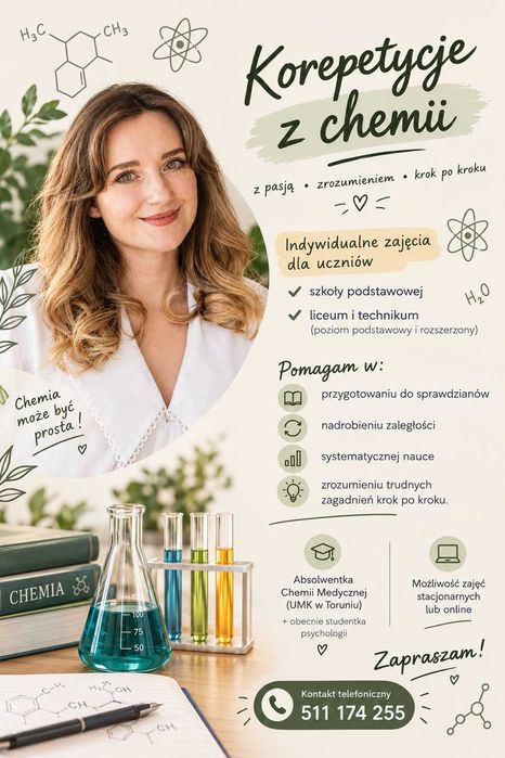 KOREPETYCJE Chemia - szkoła podstawowa, liceum, podstawa, rozszerzenie