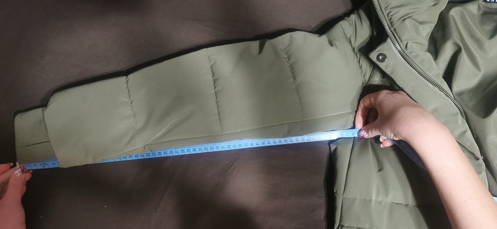 ZARA płaszcz damski kurtka zimowa z kapturem khaki xs